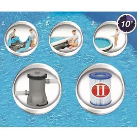 BESTWAY Fast Set Aufstellpool ⌀ 396 x 84 cm Grau inkl. Filterpumpe