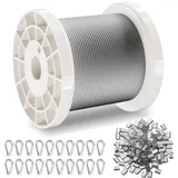 Vevor Stahlseil Drahtseil Seil Draht 304 Edelstahl Ф1,59mmx100,6m, 2kN 7x7Litzen
