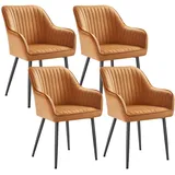 Songmics Esszimmerstuhl, mit Armlehnen, karamellbraun-tintenschwarz