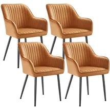 Songmics Esszimmerstuhl, mit Armlehnen, karamellbraun-tintenschwarz