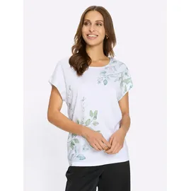 Lady Rundhals-Shirt Weiß/Eucalyptus 38