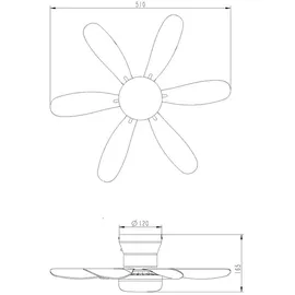 GLOBO Deckenventilator 51 cm Schwarz