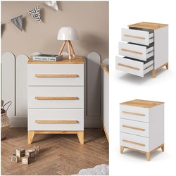VitaliSpa Kommode Malia 60x88cm für Kinderzimmer, Schrank mit 3 Schubladen, weiß