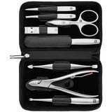 Zwilling Maniküre Pediküre Set 8tlg. mit Kompakt-Nagelknipser, Leder, schwarz Nägel kürzen