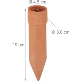 Relaxdays Tonkegel Bewässerung 4er Set H 19 x D 4,5 cm terrakotta