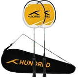 Hundred Powertek 100 (Set of 2) Badminton Racquet with Full Cover | Strung | Aluminium | Maximum Tension: 16-18lbs | for Intermediate player, Weiß / Schwarz