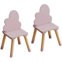 Mobili Rebecca Rebecca Mobili Set mit 2 Kinderstühlen, robuste Stühle, MDF Kiefer, Rosa Braun, für Kinderzimmer, Rückenlehne Wolke - Maße HxBxT: 50 x 25 x 25 cm - Art. RE7015