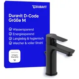 Duravit D-Code Einhebel-Waschtischmischer M FreshStart und MinusFlow, mit Zugstange, Schwarz Matt