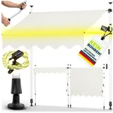 tillvex Klemmmarkise tillvex Balkonmarkise Markise Klemmmarkise Sonnenmarkise Handkurbel beige|braun 120 cm x 300 cm x 200 cm