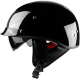 BDTOT Motorradhelm Retro Halbhelm Chopper Helm DOT/ECE Zertifizierung mit Visier Vintage Motorrad Halber Half Helm Halbschale Jethelm Bike Pilot Chopper Helm Rollerhelm für Damen Herren