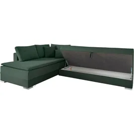 otto home Ecksofa OTTO HOME "Night & Day L-Form, B: 324 cm", grün (flaschengrün), B:324cm H:95cm T:218cm, Struktur ( 100% Polyester);Luxus-Microfaser (100% Polyester), Sofas, Ecksofa, mit Bettfunktion, Bettkasten & 3 Zierkissen, Boxspringbett 180x200 cm, Topseller