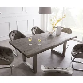 DeLife Esstisch Edge 180x90 XL Edelstahl Breit Live-Edge