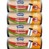 Swirl Reißfest & Dicht Fixierband Müllbeutel 20 l (4 x 15 Beutel), tropfsichere Müllsäcke für den Hausmüll, reißfeste Mülltüten für sicheren Halt am Mülleimer