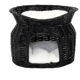 LIONTO Weidenkorb für Katze schwarz