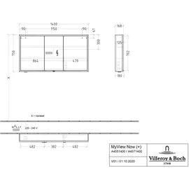 Villeroy & Boch My View Now 140 cm verspiegelt LED-Beleuchtung smarthome fähig