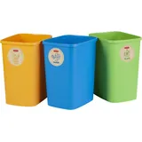 Curver Eco Friendly 3er-Set Mülltrennungssystem Mülleimer Mülltrennung Papier Glas und Kunststoff Recycling-Eimer aus Kunstoff (3 x 9 L)