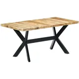 Esstisch 160x80x75 cm Raues Mangoholz - Braun/Bunt