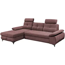ed-lifestyle polstermöbel Altona Ecksofa, 274 x 177 cm, inkl. Bettkasten & ausziehbarer Liegefläche, Rosa, Ausführung:Links - Rosa