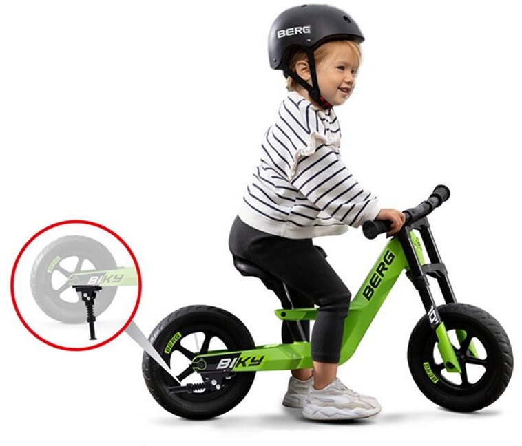 BERG Laufrad Biky Mini grün 10" + Seitenstütze