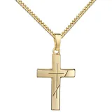 JEVELION Kreuzkette Kreuzanhänger 750 Gold mit Diamantschliff - Made in Germany (Goldkreuz, für Damen und Mädchen), Mit Kette vergoldet- Länge wählbar 36 - 70 cm oder ohne Kette.