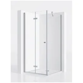 IMPTS Eckdusche Duschtür Falttür mit Seitenwand Komplett Duschkabine, BxT: 100x80 cm, Einscheibensicherheitsglas, 2-tlg., INKL. Duschwanne & Ablauf 100 cm x 185 cm x 80 cm