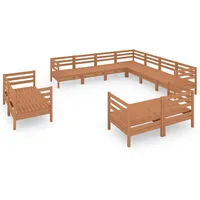 vidaXL 11-tlg Garten-Lounge-Set Massivholz Kiefer Honigbraun