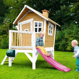 Axi Spielhaus Robin 264 x 203 x 177 cm Braun/Weiß mit Lila Rutsche