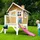 Axi Spielhaus Robin 264 x 203 x 177 cm Braun/Weiß mit Lila Rutsche