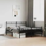 vidaXL Metallbett ohne Matratze mit Fußteil Schwarz 160x200 cm