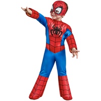 Rubies Offizielles Marvel Spidey and His Amazing Friends Spider-Man Deluxe Kleinkind-Kostüm, Kinder-Verkleidung, siehe abbildung, 2-3 Jahre, Rot/Blau/Schwarz/Weiß