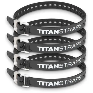 TitanStraps Industrial Straps Strong & Simple Spanngurte für den BAU (Schweißer, Heimwerker) und Ersthelfer, chargengeprüft, 32 kg Arbeitslast, 65 cm Länge, Schwarz, 4 Stück