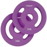 ScSPORTS ScSPORTS® Neopren Hantelscheiben - Set: 2 x 1 kg, Ø 31mm, Gusseisen, Lila - Hantelscheiben-Set, Gewichtsscheiben, Fitness Scheiben, Gewichte für Hantel, Langhantel