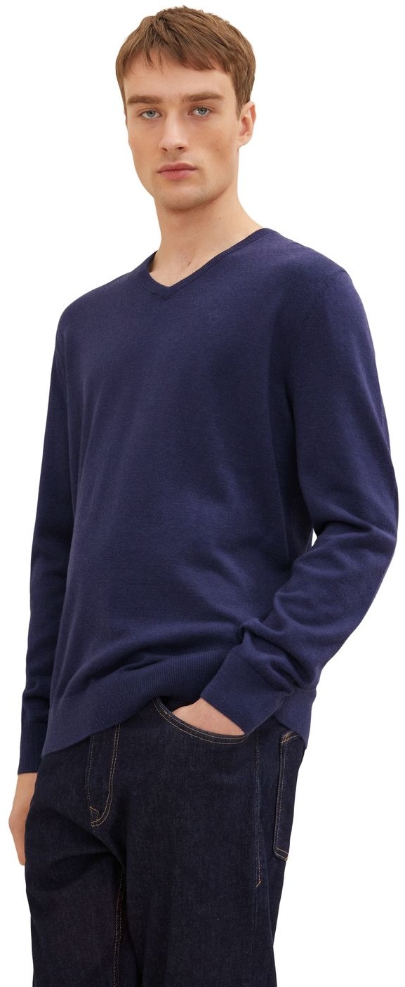 Tom Tailor Herren Rundhals Pullover Basic V-Neck Grau 31081 M