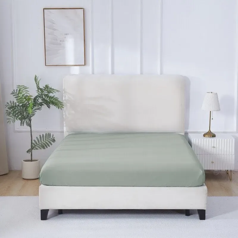 MEROPE, Nylon/Spandex Spannbettlaken mit Cooling-Effekt, 90x190+30cm, graugrün, 1 Stück