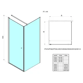a&n&a aQualine Pilot Duschkabine mit Drehtür 100 x 100 cm Brick Glas Aqualine-PT100-01-SET
