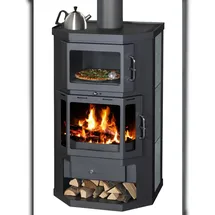 VICTORIA Taro 2F mit Backfach + Herdplatte Speckstein / Korpus schwarz 9,53 kW