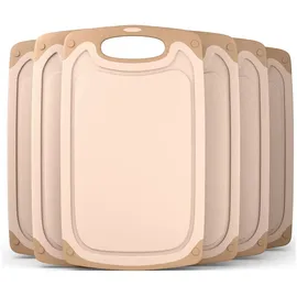 Blumtal Frühstücksbrettchen Kunststoff 25x15 im Set - Brettchen spülmaschinenfest - Frühstücksbretter Kunststoff BPA-frei - Schneidebrett spülmaschinenfest - robuste Schneidebretter Beige