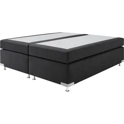 Boxspringbett "Holland", schwarz, B:162cm L:201cm, Microvelours (100% Polyester), WESTFALIA SCHLAFKOMFORT, Komplettbetten, Boxspringbett, ohne Kopfteil, frei im Raum stellbar