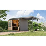 Karibu Jupiter 3) D wassergrau/graualuminium inkl. 2,35 m Anbaudach