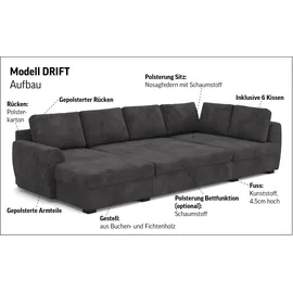 Cotta Wohnlandschaft Polyester U-Form 3-Sitzer Braun