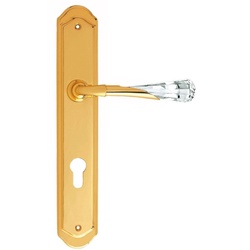 Casa Padrino Luxus Türklinken Set Gold 15 x H. 28 cm - Türgriffe mit Swarovski Kristallglas
