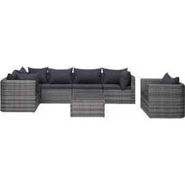 vidaXL Polyrattan Lounge-Set grau inkl. Auflagen 44158