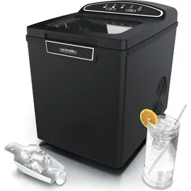 Arendo Eiswürfelmaschine elektrisch, 12-15 kg in 24 h, 1,8 Liter Eiswürfelbereiter, Eiswürfel in 7,5 - 8,5 min, Ice Cube Maker, 105 Watt, Schwarz