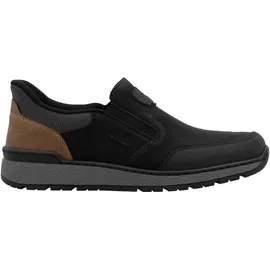 Rieker Slipper RIEKER "Ready2GO", Herren, Gr. 42, braun (schwarz, braun), Lederimitat, Textil, unifarben mit Farbeinsatz, Schuhe Slipper, Slip on Sneaker, Halbschuh, Schlupfschuh mit loser Einlage