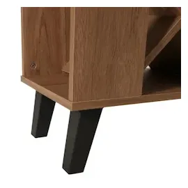 Mendler Bartisch HWC-M45, Stehtisch Thekentisch Weinregal Weinschrank, Staufächer 93x120x98cm, braun