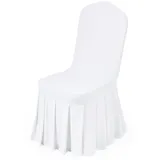 Vevor Stuhlhussen Stuhlbezug mit flacher Vorderseite 30 Stk. waschbarer Stuhlüberzug aus Polyester-Spandex für Hochzeitsfeiern Esszimmerbankette, passend für Stühle (51 x 45 x 95 cm) Weiß