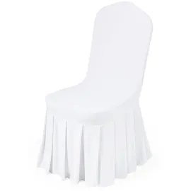 Vevor Stuhlhussen Stuhlbezug mit flacher Vorderseite 30 Stk. waschbarer Stuhlüberzug aus Polyester-Spandex für Hochzeitsfeiern Esszimmerbankette, passend für Stühle (51 x 45 x 95 cm) Weiß