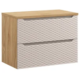 Badplaats Waschbeckenunterschrank Ocean 2 Schubladen 80 x 59 cm Beige
