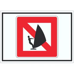 Windsurfen verboten Segelsurfen verboten Symbol Aufkleber A6 (105x148mm)