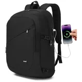 KONO Notebook-Rucksack Wasserdichter Laptop-Rucksack mit USB-Ladeport & Rollkoffer-Funktion schwarz